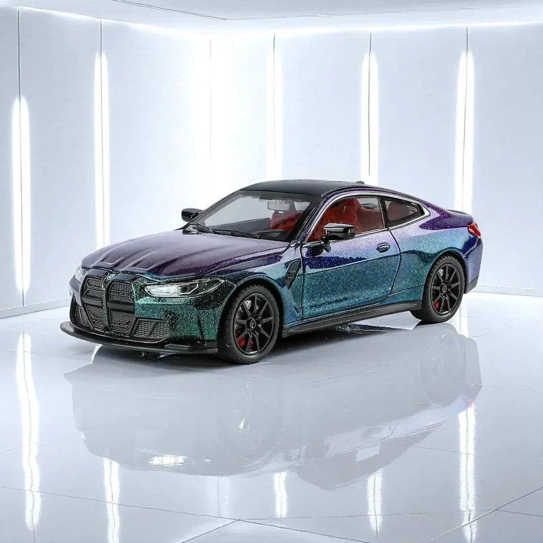 Joy Junction 1:24 BMW M4 Die-Cast Car Model – Chameleon Metallic Finish | Openable Doors, Pull-Back Action, Lights & Sound (JJ267)