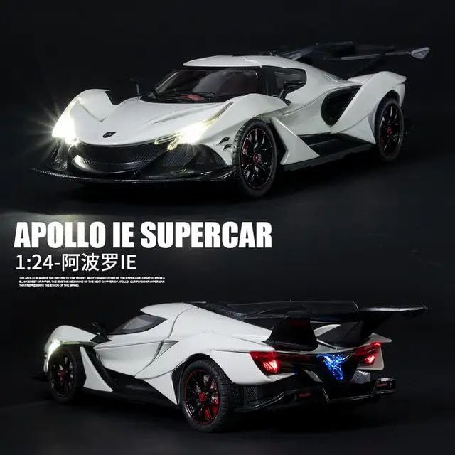 Joy Junction Apollo IE Smoke 1:24 Scale Die-Cast Hypercar Model with Sound & Light – Pull Back Metal Sports Car Toy for Collectors