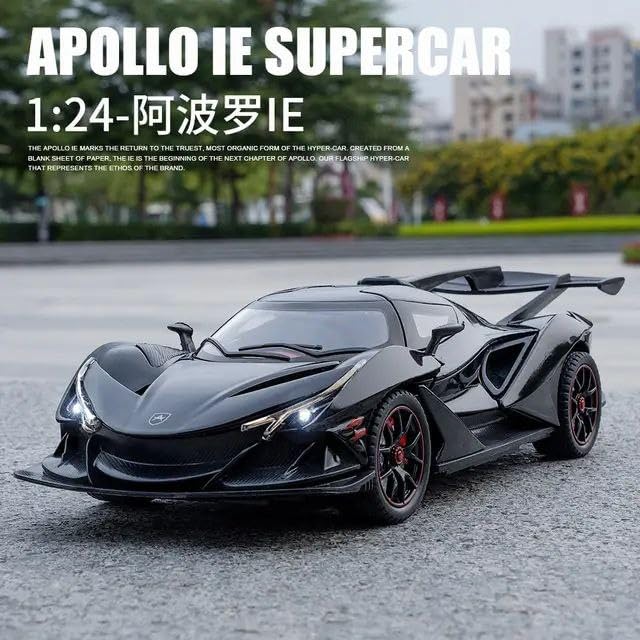 Joy Junction Apollo IE Smoke 1:24 Scale Die-Cast Hypercar Model with Sound & Light – Pull Back Metal Sports Car Toy for Collectors