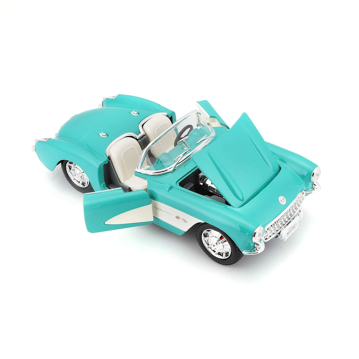 Maisto 1957 Chevrolet Corvette Convertible 1:24 Die-Cast Model Car | Collector's Collection | Turquoise & White Classic Roadster