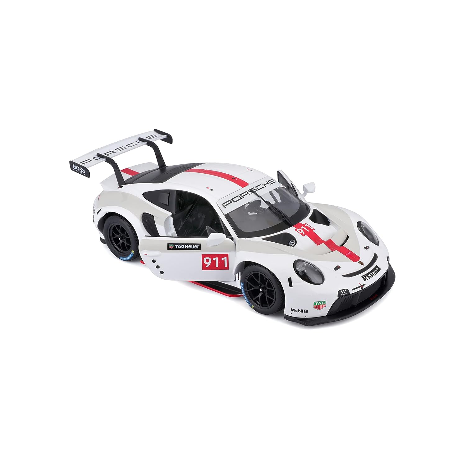 Bburago Porsche 911 RSR #911 1:24 Die-Cast Model Car | White Racing Edition | Premium Collectible