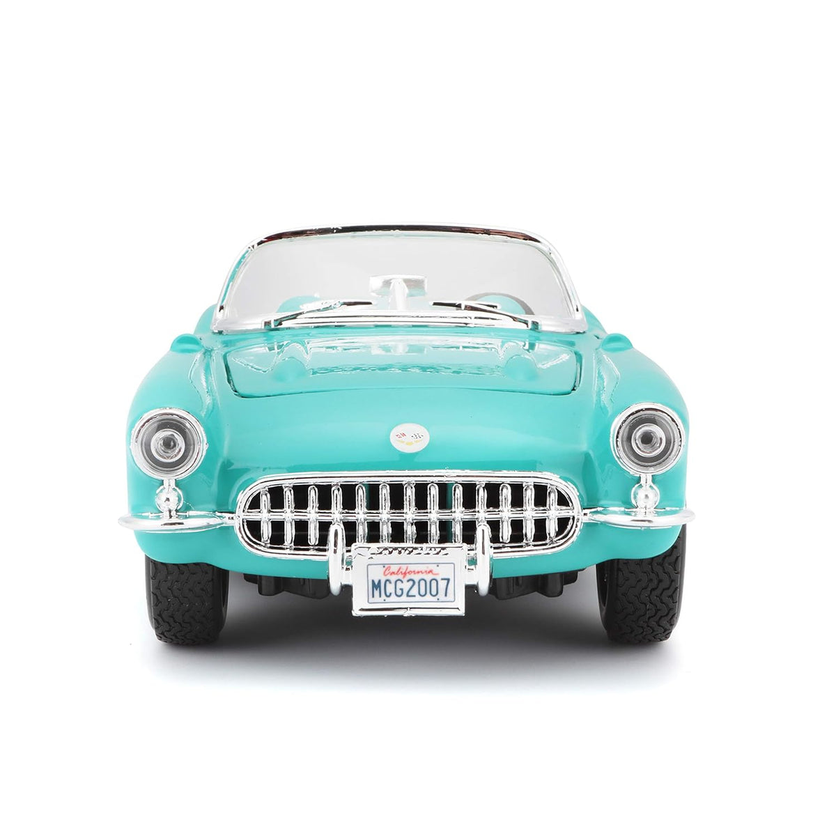 Maisto 1957 Chevrolet Corvette Convertible 1:24 Die-Cast Model Car | Collector's Collection | Turquoise & White Classic Roadster
