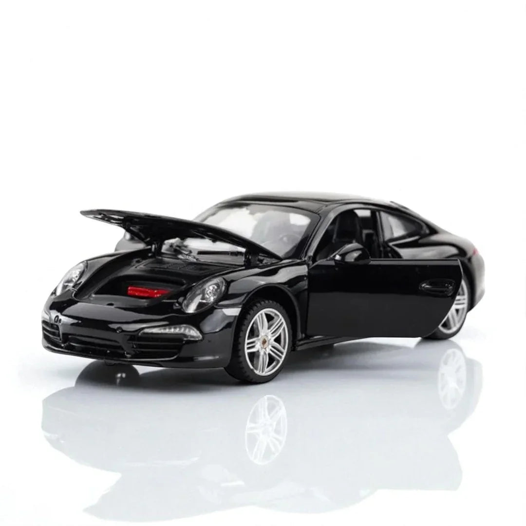 Rastar 1:24 Porsche 911 Carrera S Diecast Model – Black | Openable Doors, Premium Collectible Car (56200)