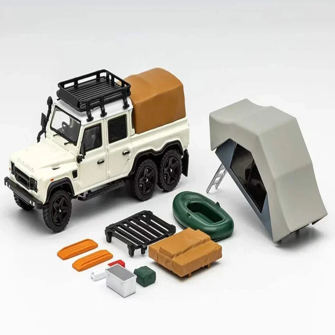 GCD 1:64 Scale Off-Road 6x6 Defender Pickup Diecast Model Car (286) | Alloy Miniature Collector Truck with Roof Rack & Cargo Cover