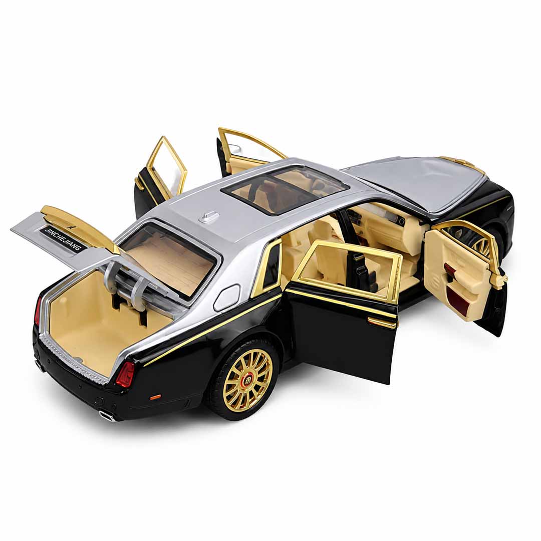 Joy Junction 1:24 Luxury Phantom Die-Cast Model Car | Black & Silver Collector Edition with Opening Doors, Hood & Trunk