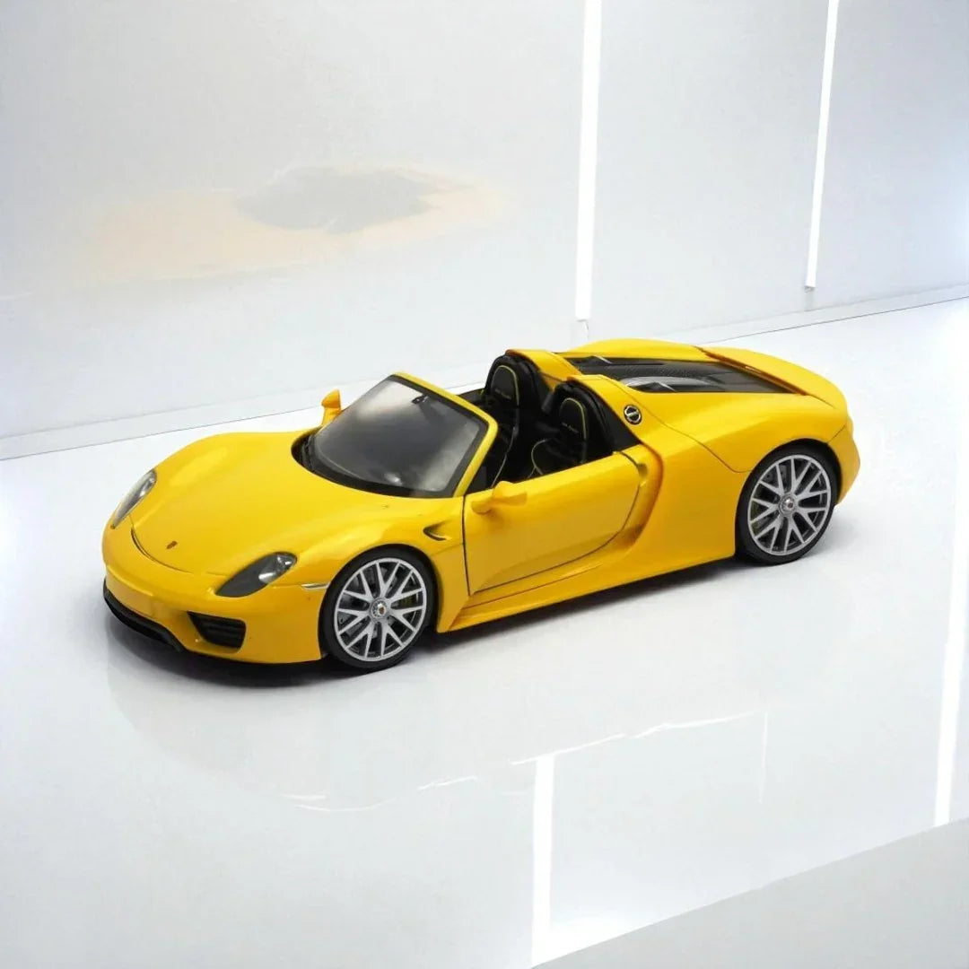Welly 1:24 Porsche 918 Spyder Die-Cast Model – Yellow | Openable Doors (24055)
