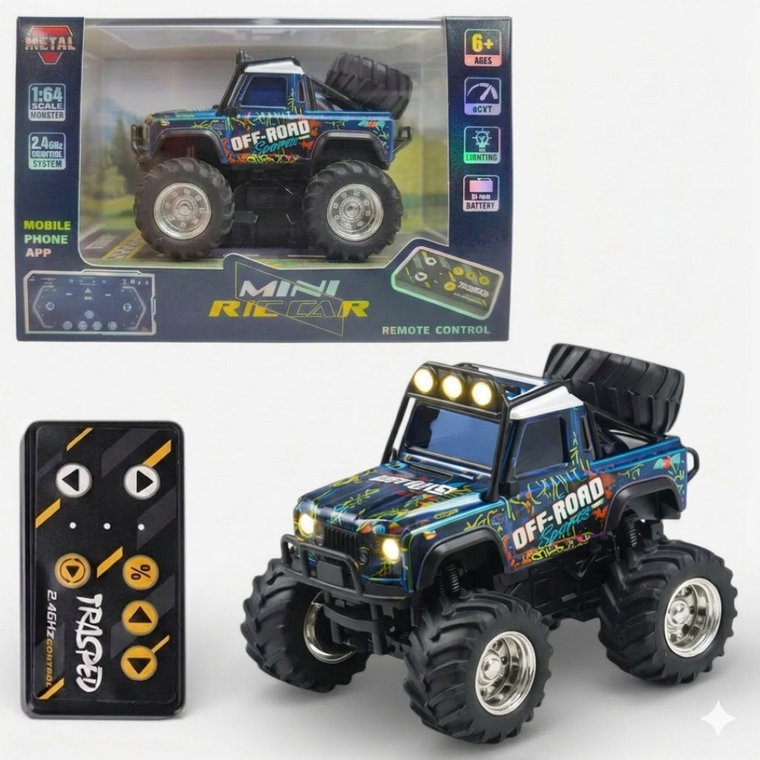 Trasped HG4-477 1:64 Mini RC Off-Road Climbing Truck – 2.4GHz Remote & App Control, LED Lights, Alloy Style Rock Crawler for Kids & Collectors