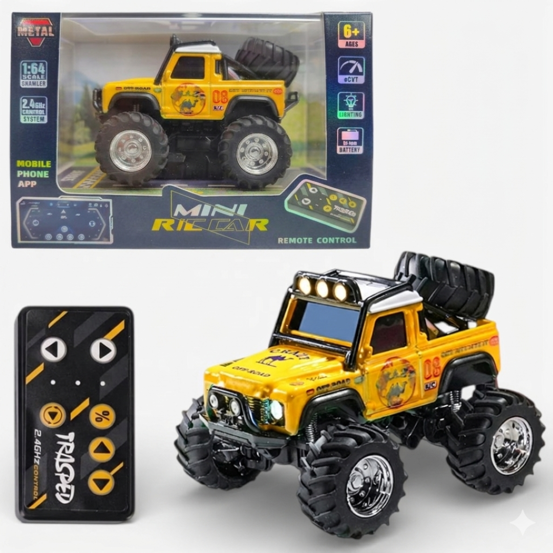 Trasped HG4-477 1:64 Mini RC Off-Road Climbing Truck – 2.4GHz Remote & App Control, LED Lights, Alloy Style Rock Crawler for Kids & Collectors