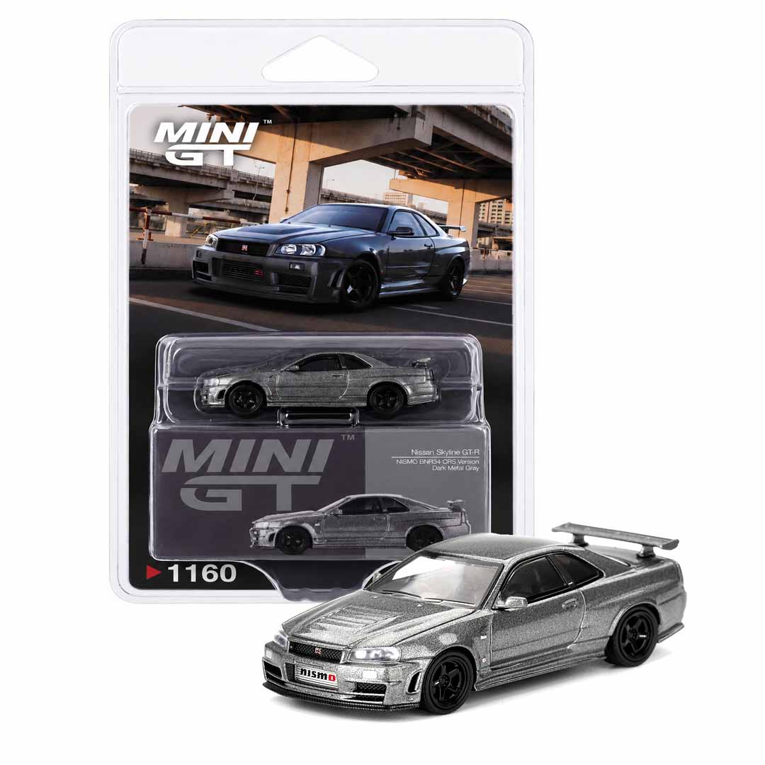 MINI GT 1:64 (Blister Pack) Nissan Skyline GT-R NISMO BNR34 CRS Version Dark Metal Gray Die-Cast Model Car