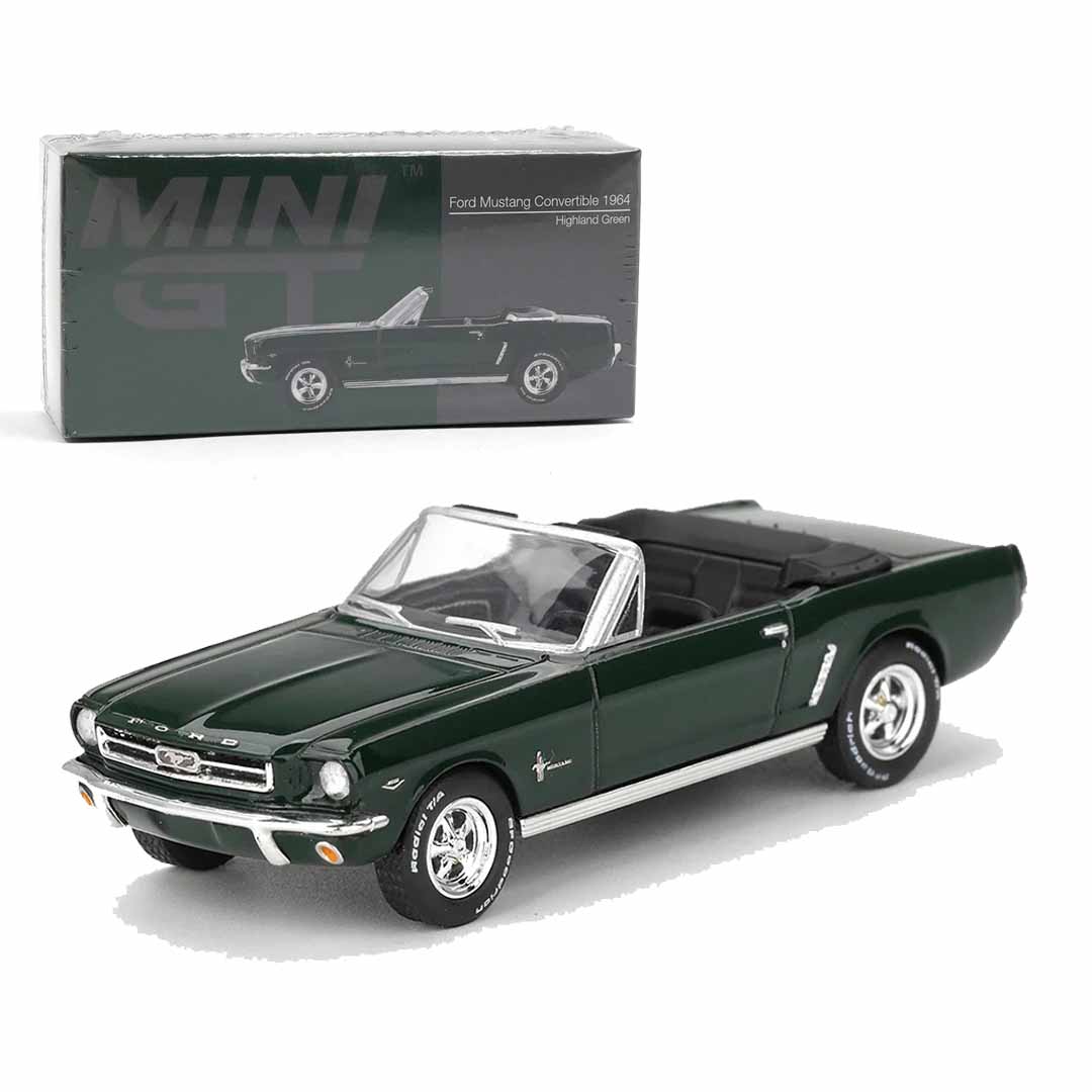 Mini GT 1/64 Ford Mustang Convertible 1964 Highland Green LHD Diecast Scale Model Car