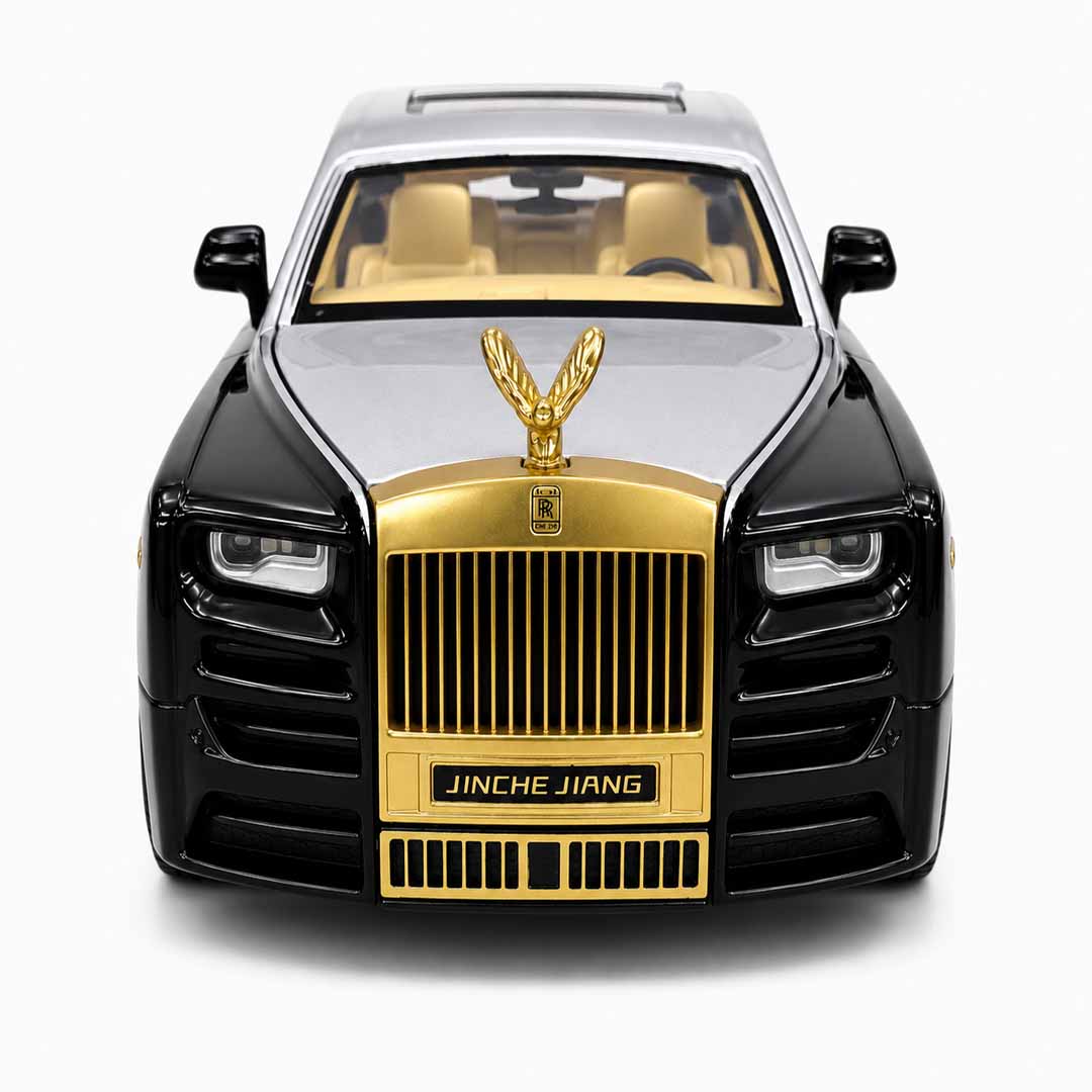 Joy Junction 1:24 Luxury Phantom Die-Cast Model Car | Black & Silver Collector Edition with Opening Doors, Hood & Trunk