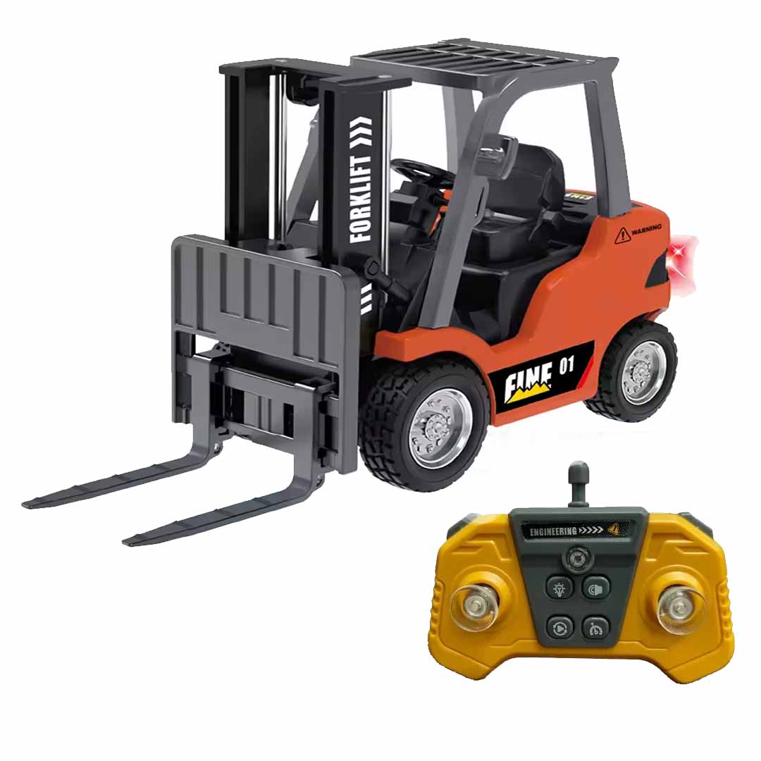 TRASPED 1:64 Scale RC Forklift Toy | 2.4GHz App & Remote Control Forklift with Lights & Sound | Alloy Construction Vehicle