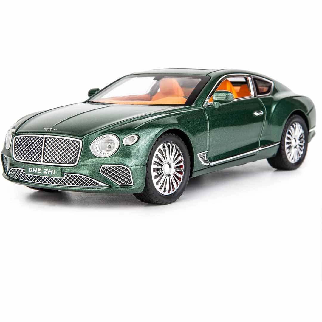 Joy Junction Bentley Cont Smoke 1:24 Scale Die-Cast Luxury Coupe Model with Sound & Light – Pull Back Metal Car Toy (Green)