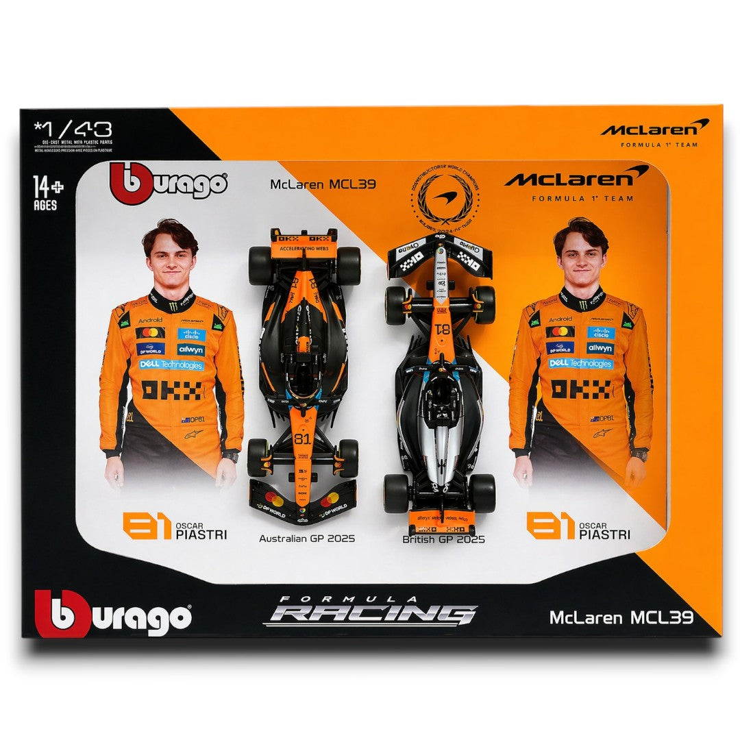 Bburago 1:43 McLaren MCL39 #81 Oscar Piastri Formula 1 Die-Cast Model Car | Formula Racing Collectible
