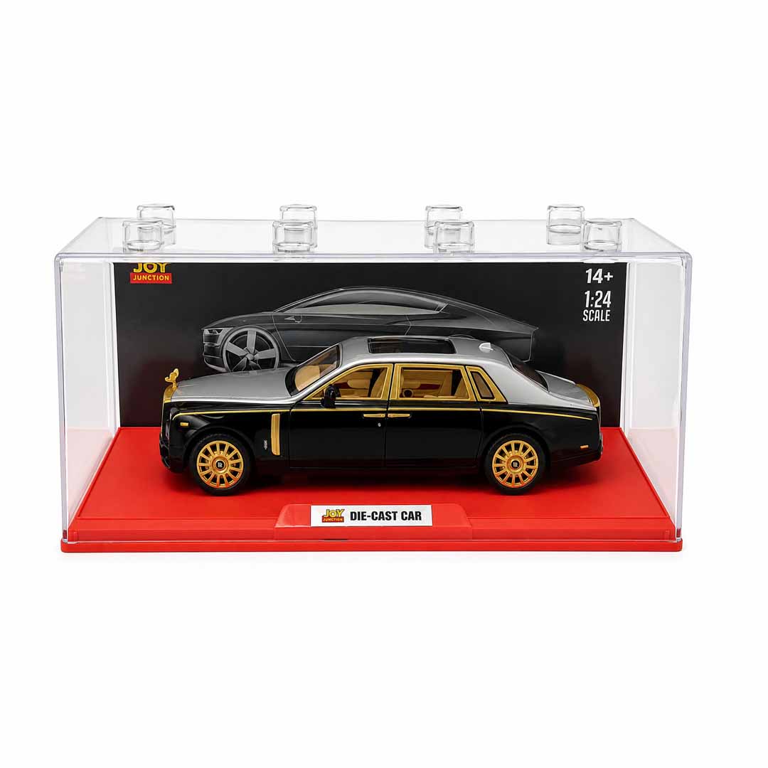 Joy Junction 1:24 Luxury Phantom Die-Cast Model Car | Black & Silver Collector Edition with Opening Doors, Hood & Trunk