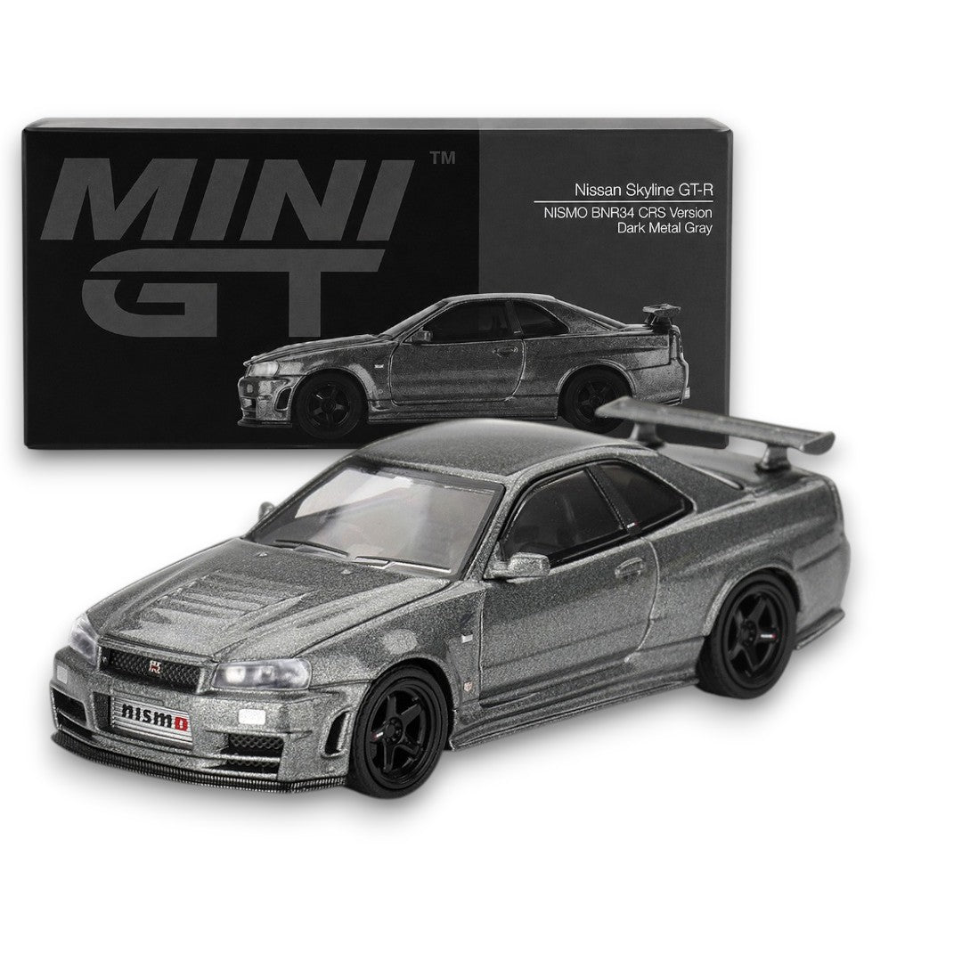 MINI GT 1:64 Nissan Skyline GT-R NISMO BNR34 CRS Version Dark Metal Gray Die-Cast Model Car
