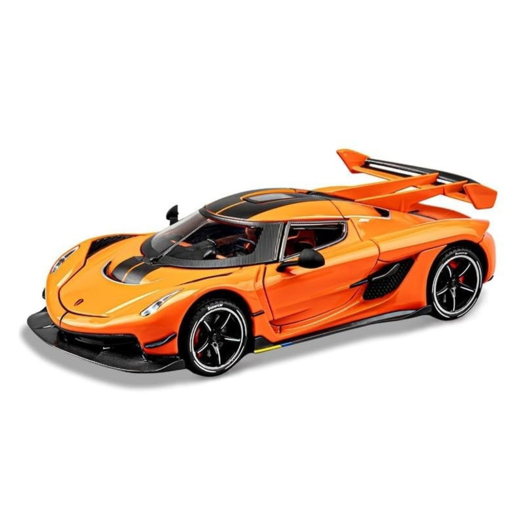 Joy Junction 1:24 Koenigsegg Jesko Orange Die-Cast Model Car with Sound & Light | Pull Back Hypercar Collectible Toy