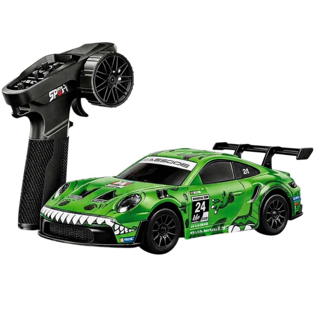 HStar Rexy Porsche 911 GT3 R 1:43 Scale 4WD RC Drift Car with Gyro Stabilization, LED Lights & 2.4GHz Remote Control