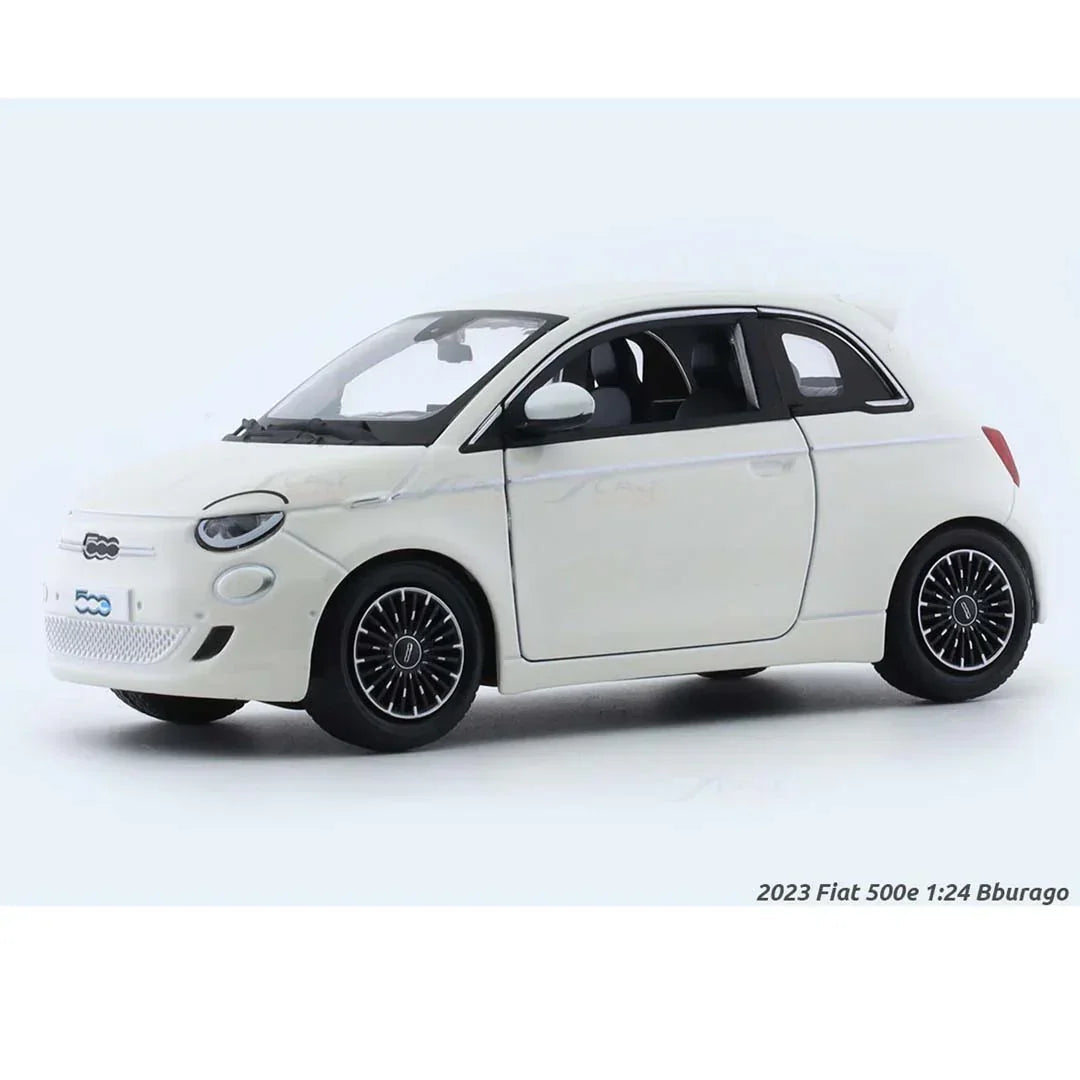 2023 Fiat 500e White 1:24 Scale Diecast Model Car by Bburago – Official Licensed Collectible