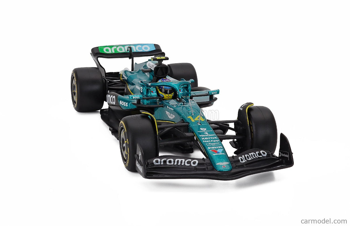 Bburago 1:24 Aston Martin Aramco Cognizant F1 Team AMR25 No.14 Fernando Alonso (2025 Season) Die-Cast Model Car with Driver Figure & Showcase