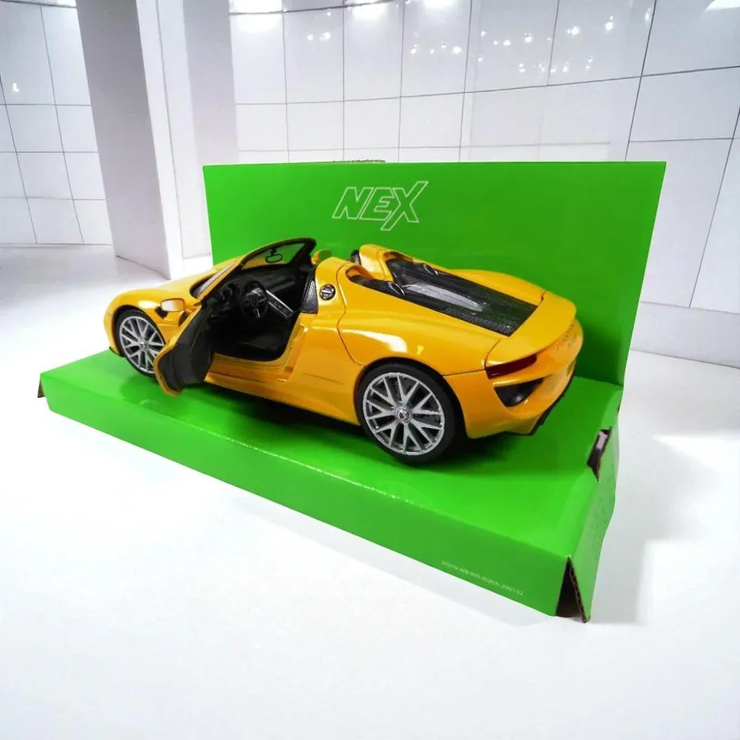 Welly 1:24 Porsche 918 Spyder Die-Cast Model – Yellow | Openable Doors (24055)