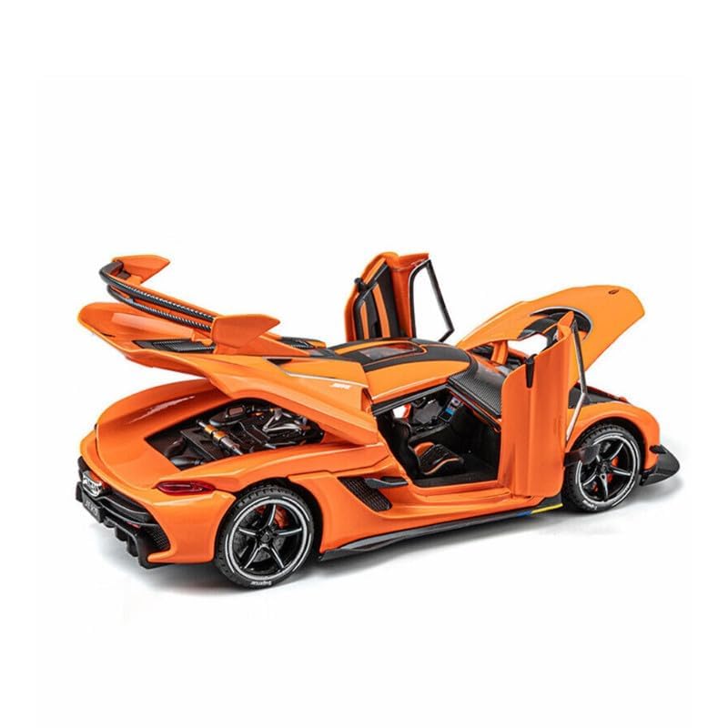 Joy Junction 1:24 Koenigsegg Jesko Orange Die-Cast Model Car with Sound & Light | Pull Back Hypercar Collectible Toy