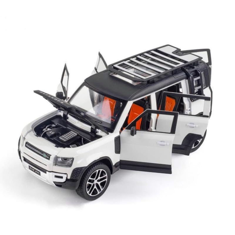 Joy Junction 1:24 Scale Defender SUV Die-Cast Model Car with Sound & Light – Pull Back Metal Off-Road Vehicle Toy (Silver)