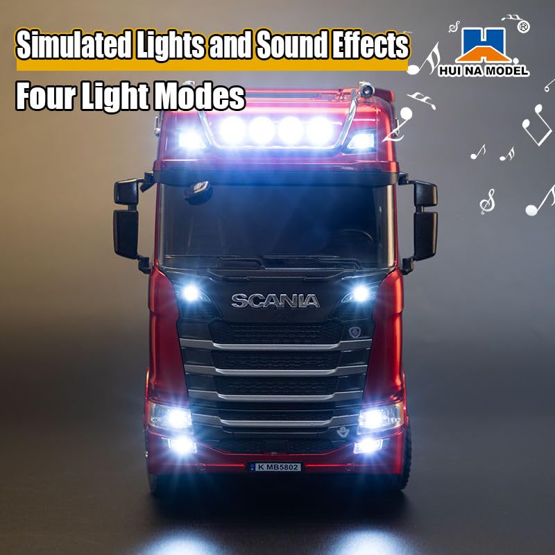 Huina 1501A 1:18 Scania 770 S V8 RC Tractor Truck | 19-Channel 2.4GHz Remote Control Semi Truck with LED Lights & Rechargeable Battery (RTR)