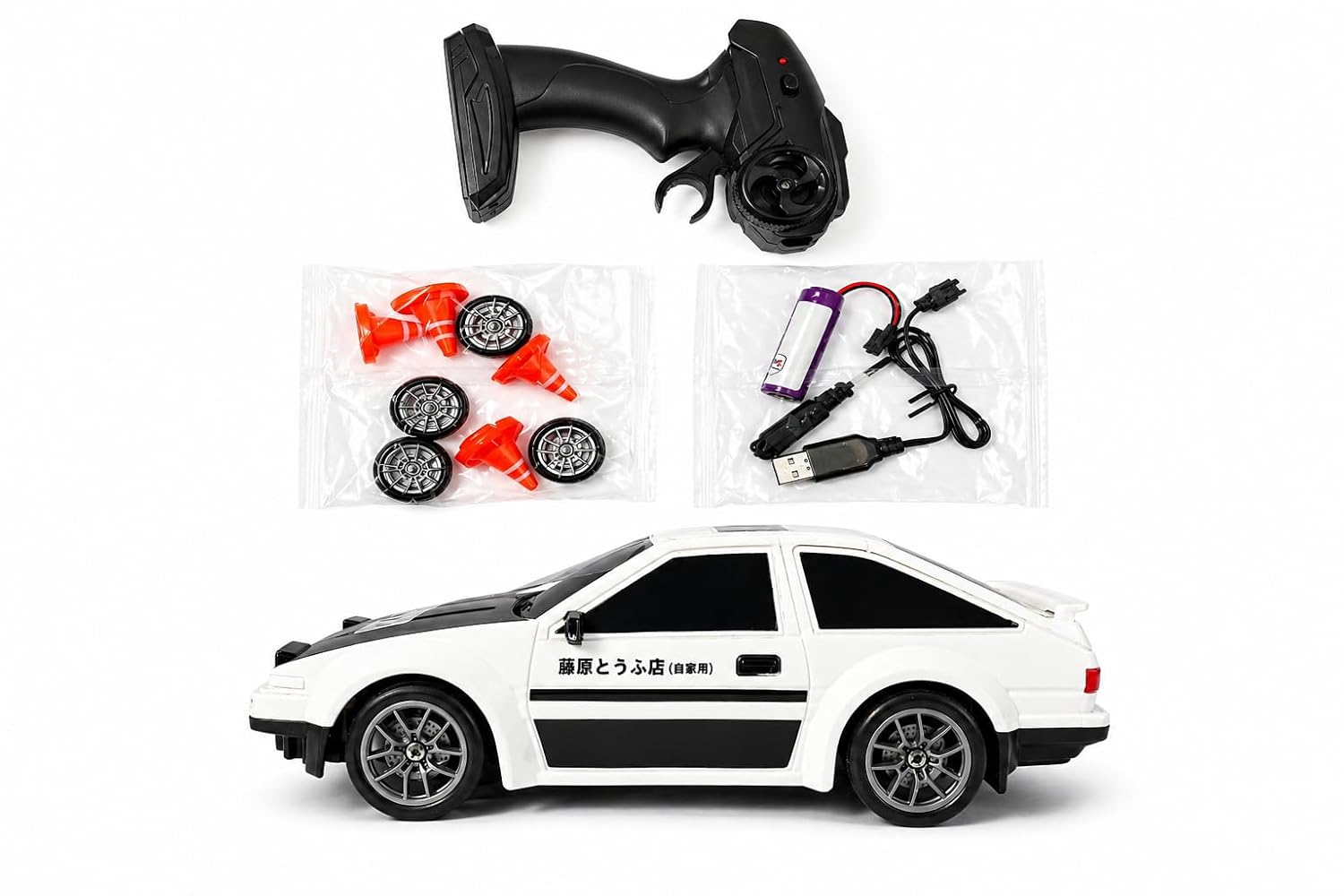 Drift Racing 1:24 RC Car 4WD High Speed Remote Control Car 2.4GHz Rechargeable Drift Vehicle with Extra Tires – White