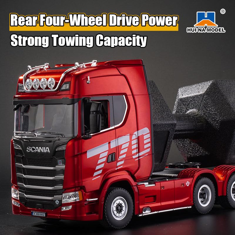 Huina 1501A 1:18 Scania 770 S V8 RC Tractor Truck | 19-Channel 2.4GHz Remote Control Semi Truck with LED Lights & Rechargeable Battery (RTR)
