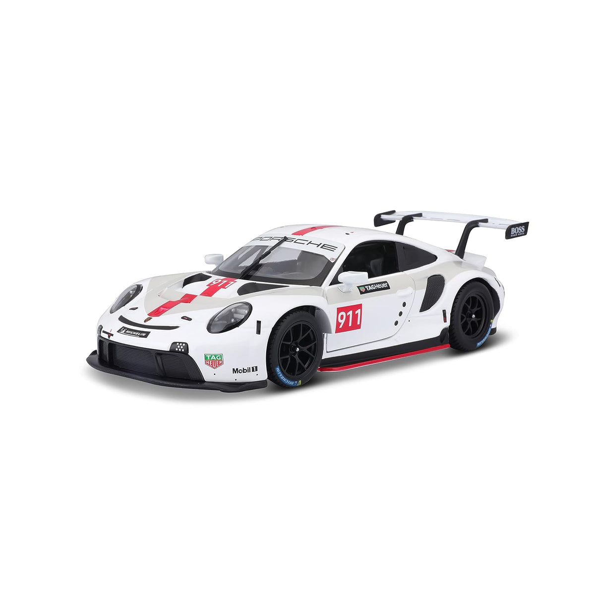 Bburago Porsche 911 RSR #911 1:24 Die-Cast Model Car | White Racing Edition | Premium Collectible