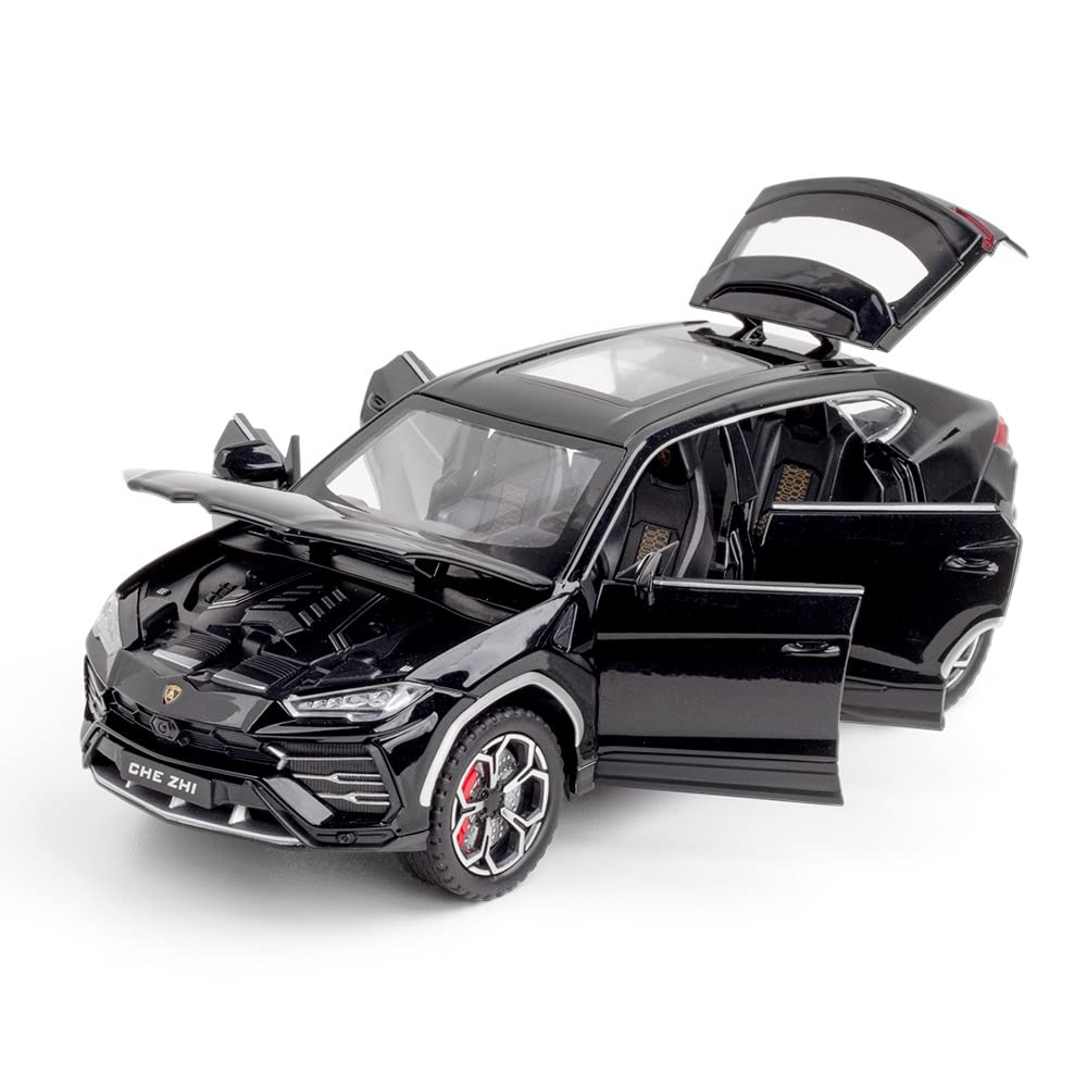 Joy Junction 1:24 Lamborghini Bison URUS Smoke Scale Die-Cast SUV Model with Sound & Light – Pull Back Metal Sports SUV Toy (Black)