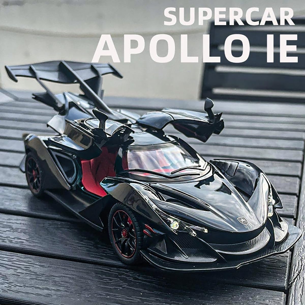 Joy Junction Apollo IE Smoke 1:24 Scale Die-Cast Hypercar Model with Sound & Light – Pull Back Metal Sports Car Toy for Collectors