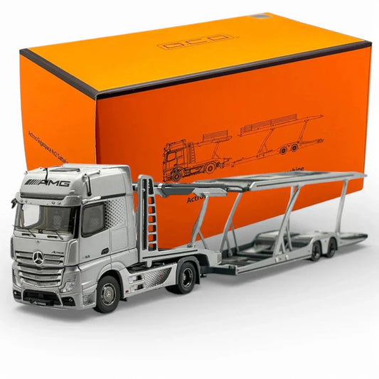 GCD 1:64 Silver AMG Actros Gigaspace 4x2 Trailer Truck Model Diecast Metal Car
