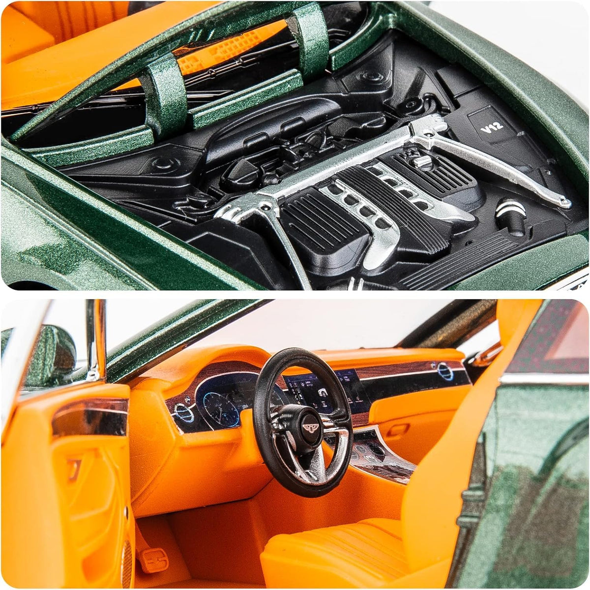 Joy Junction Bentley Cont Smoke 1:24 Scale Die-Cast Luxury Coupe Model with Sound & Light – Pull Back Metal Car Toy (Green)
