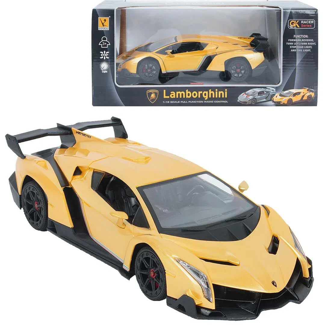 Lamborghini Veneno 1:18 R/C Supercar – High-Speed Remote Control, LED Lights & Rechargeable Power – Best Gifts for Kids & Collectors!