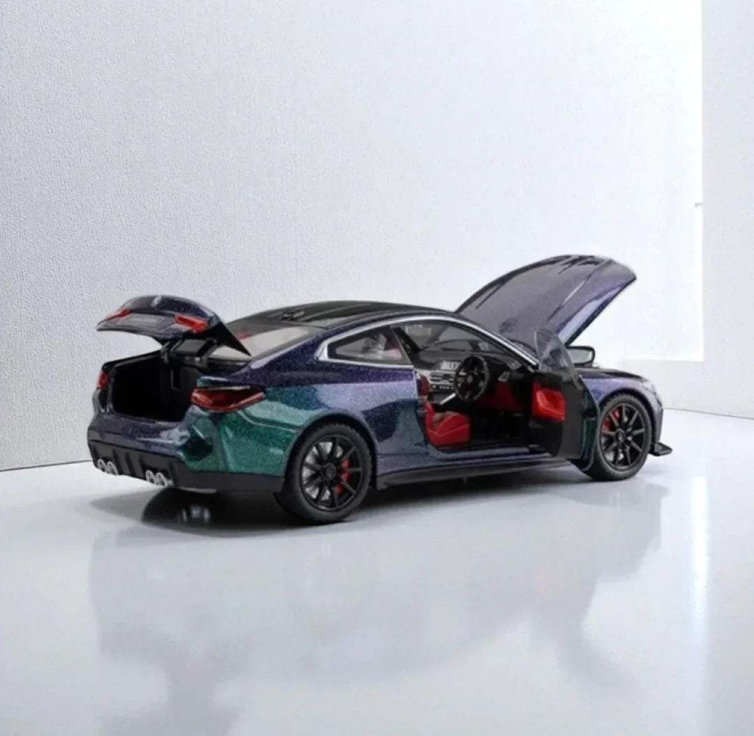 Joy Junction 1:24 BMW M4 Die-Cast Car Model – Chameleon Metallic Finish | Openable Doors, Pull-Back Action, Lights & Sound (JJ267)