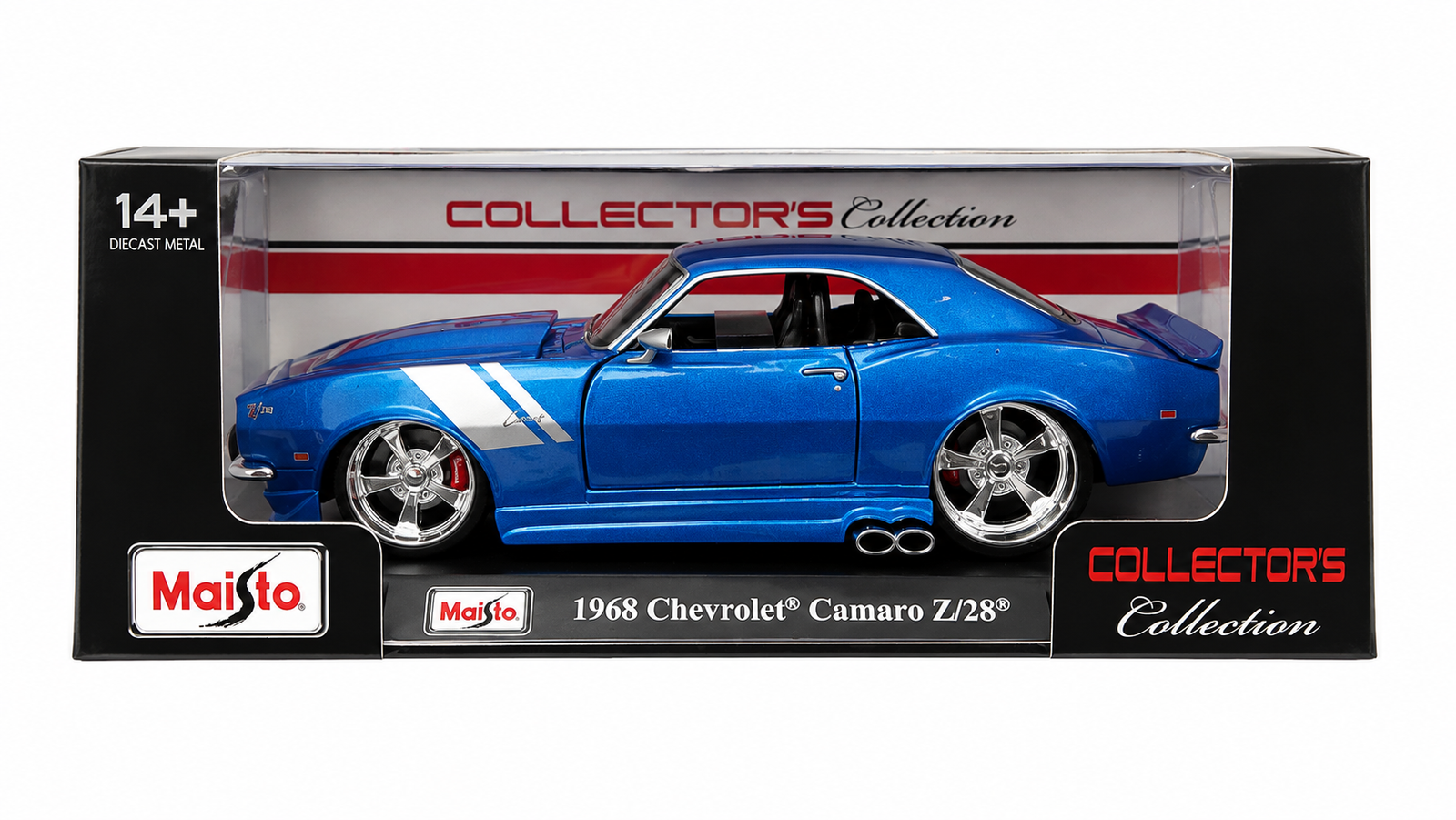 Maisto 1968 Chevrolet Camaro Z/28 1:24 Die-Cast Model Car | Collector's Collection | Custom Blue Classic Muscle Car