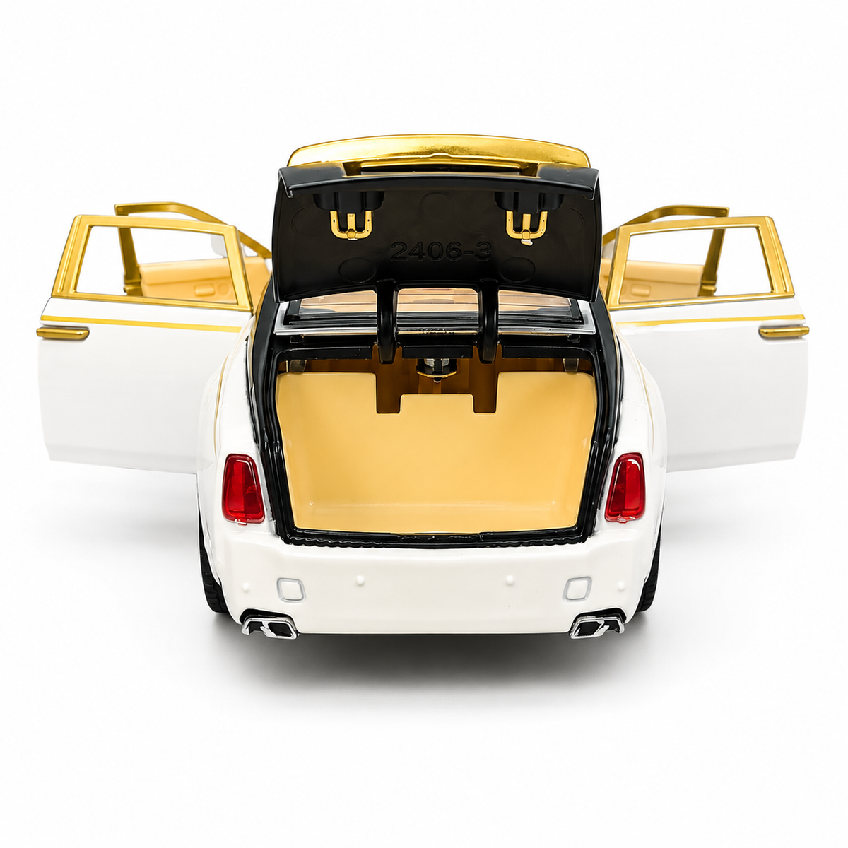 Joy Junction 1:24 Scale Rolls Royce Phantom Die-Cast Toy Car, White | JJ264 Luxury Car Model with Pull Back Action, Openable Doors, LED Headlights, Sound Effects | Collectible Toy Vehicle for Kids & Car Enthusiasts