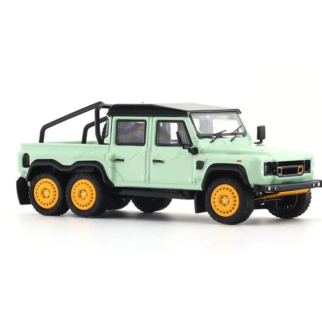 GCD Defender 6x6 Off-Road Expedition Pickup Diecast Car 1:64 Scale – Rugged Adventure Truck Collector Model with Display Box