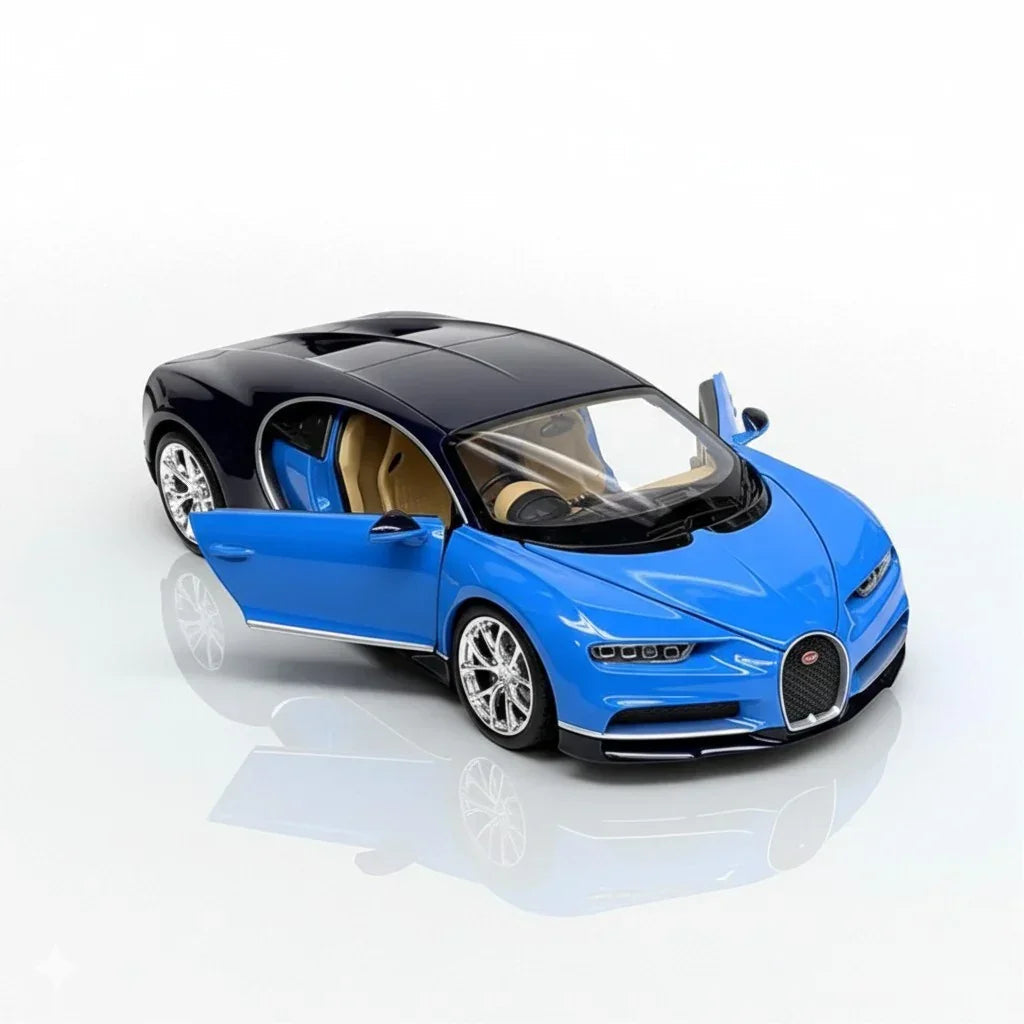 Welly 1:24 Bugatti Chiron Die-Cast Model – Blue | Openable Doors (24077)
