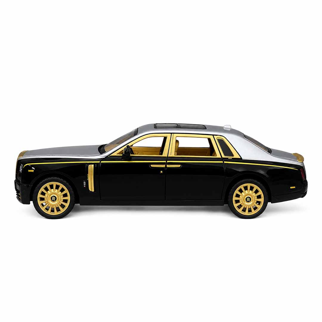 Joy Junction 1:24 Luxury Phantom Die-Cast Model Car | Black & Silver Collector Edition with Opening Doors, Hood & Trunk