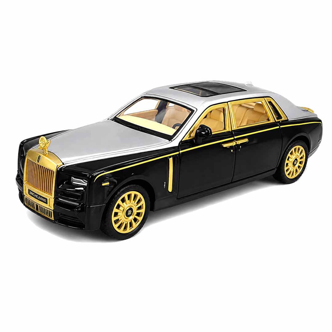 Joy Junction 1:24 Luxury Phantom Die-Cast Model Car | Black & Silver Collector Edition with Opening Doors, Hood & Trunk