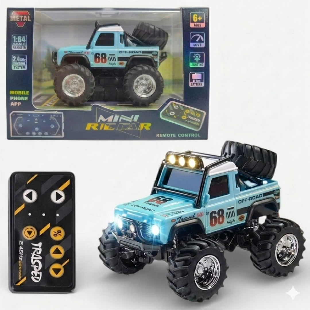 Trasped HG4-477 1:64 Mini RC Off-Road Climbing Truck – 2.4GHz Remote & App Control, LED Lights, Alloy Style Rock Crawler for Kids & Collectors