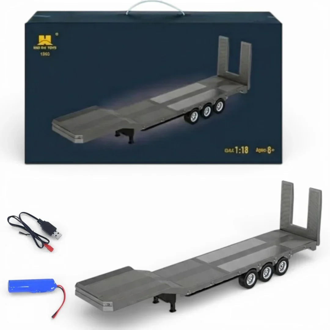 HUINA TOYS 1:18 RC Semi-Trailer Flatbed for 770S Heavy Duty Tractor Truck | Remote Control Construction Truck Accessory