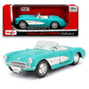 Maisto 1957 Chevrolet Corvette Convertible 1:24 Die-Cast Model Car | Collector's Collection | Turquoise & White Classic Roadster