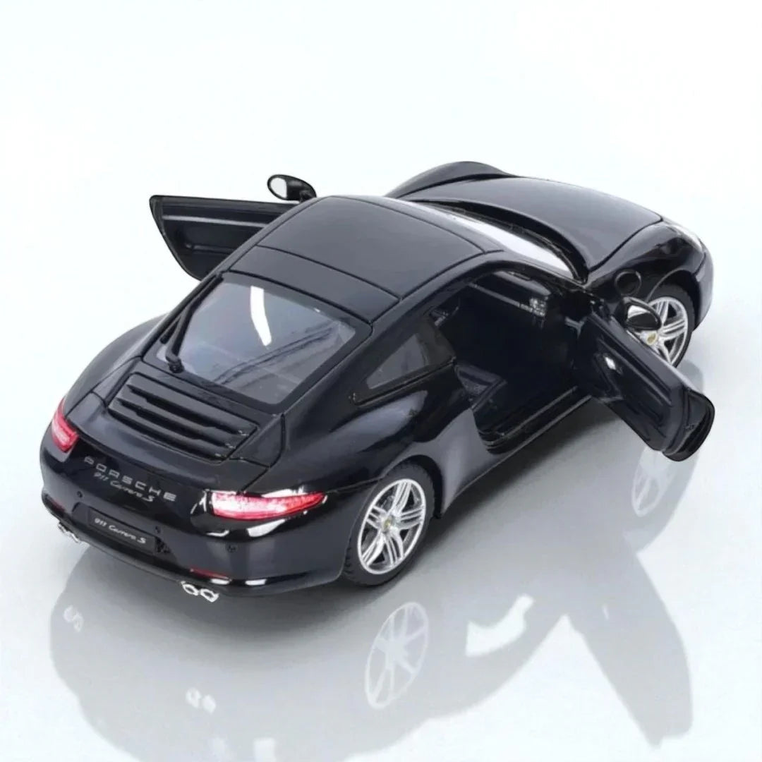 Rastar 1:24 Porsche 911 Carrera S Diecast Model – Black | Openable Doors, Premium Collectible Car (56200)