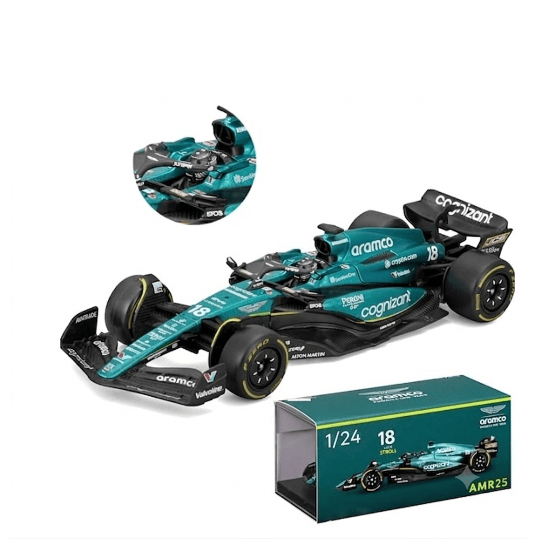 Bburago 1:24 Aston Martin AMR25 #18 Lance Stroll Formula 1 Diecast Model Car | Official F1 Collectible