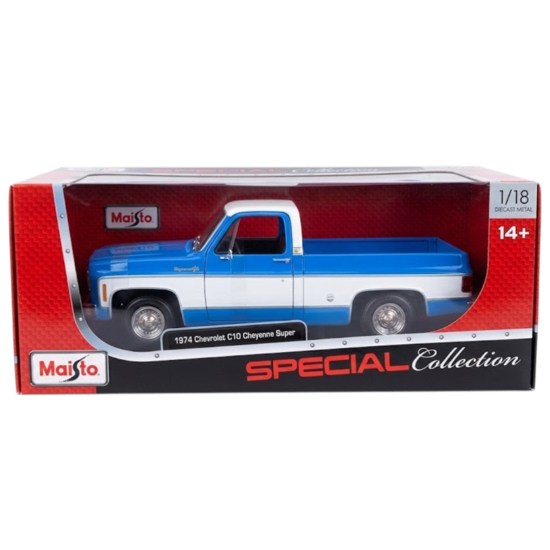 Maisto 1:18 1974 Chevrolet C10 Cheyenne Super Pickup Truck Diecast Model – Special Collection