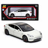 Joy Junction 1:24 Scale Tesla Model 3 Diecast Car Model with Sound & Light – Pull Back Metal Toy Car for Kids & Collectors (White)